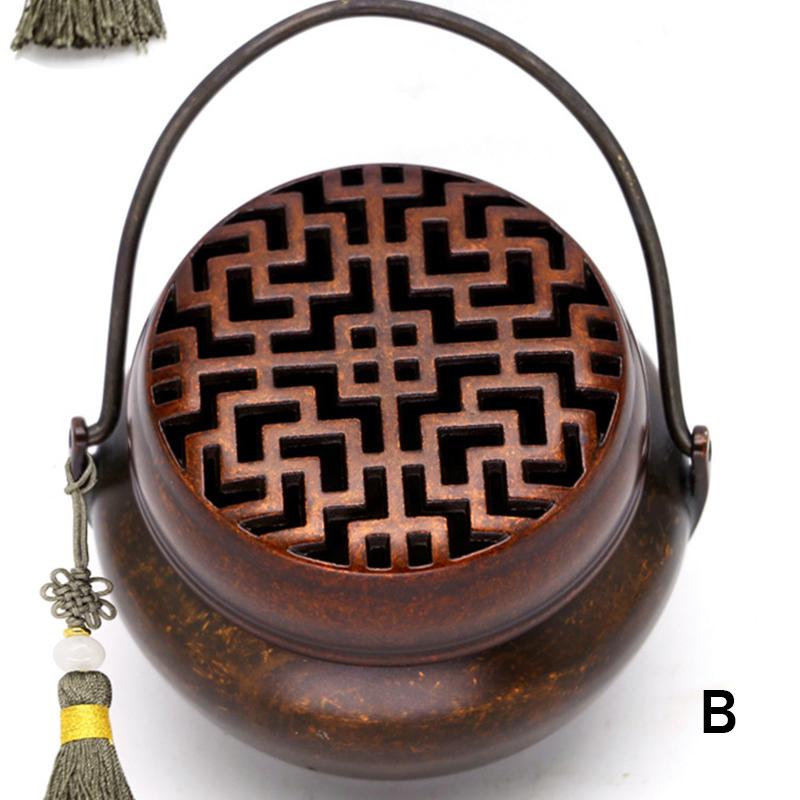 Vintage Round Heating Small Hand Stove Ancient Charcoal Burning Portable Stove Hanfu Palace Pure Copper Sandalwood Incense Stove