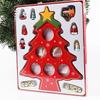 Holiday Tabletop Decor Carved Wood Xmas Tree 6 Hole Centerpiece for Mantel Scene Christmas Village Diorama Craft Ornament