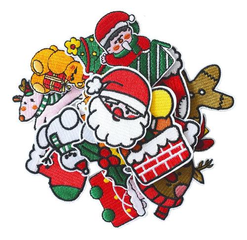 Set Of 16 Christmas Patches, Assorted Christmas Embroidery