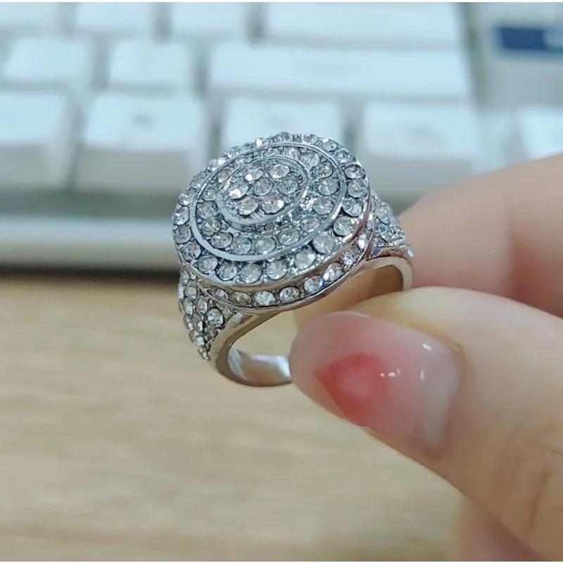 

Popular hip hop full zircon ring creative fashion temperament single item men s and women s hand jewelry 8 серебряный