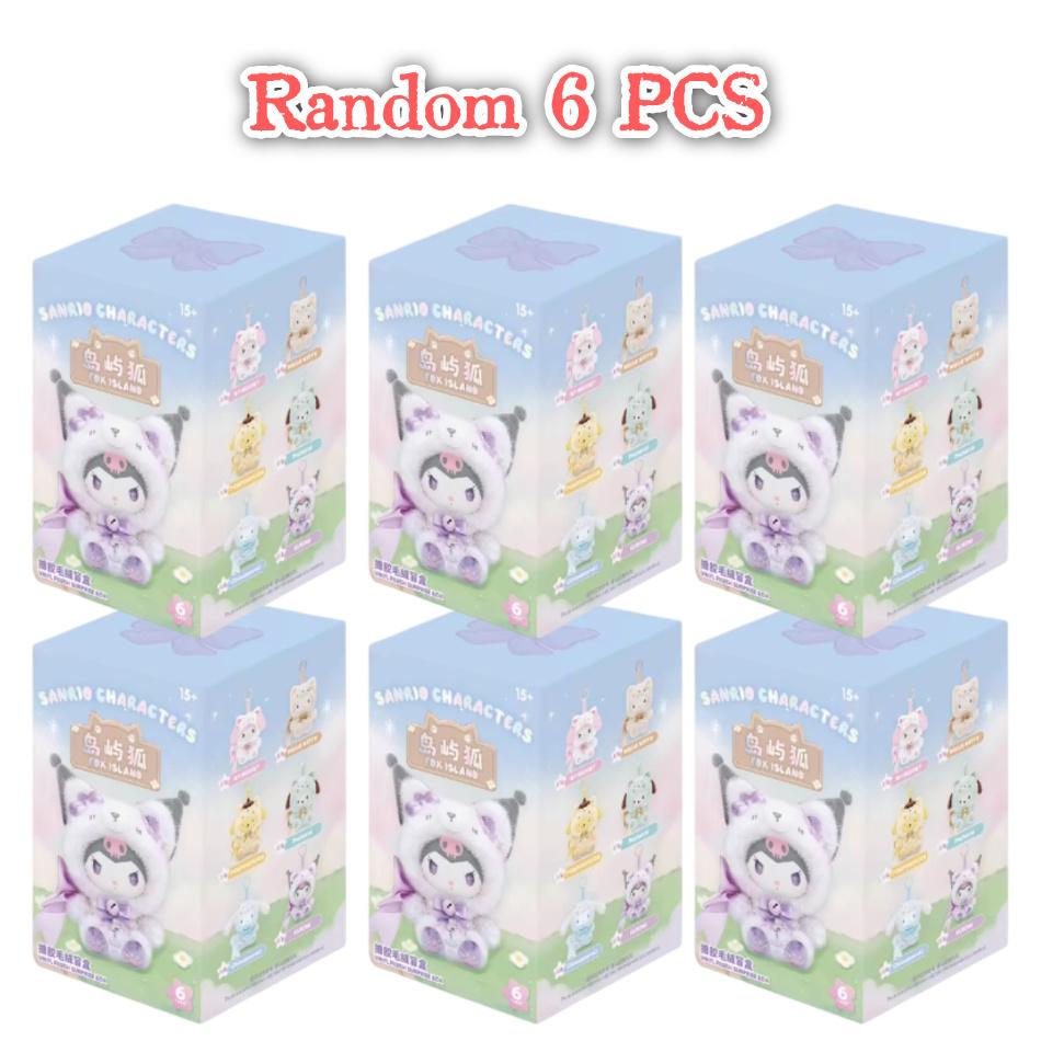 New Sanrio Characters Fox I Sland Blind Box Cinnamoroll Plush Pendants Surprise Box My Melody Blind Boxtoy Gift