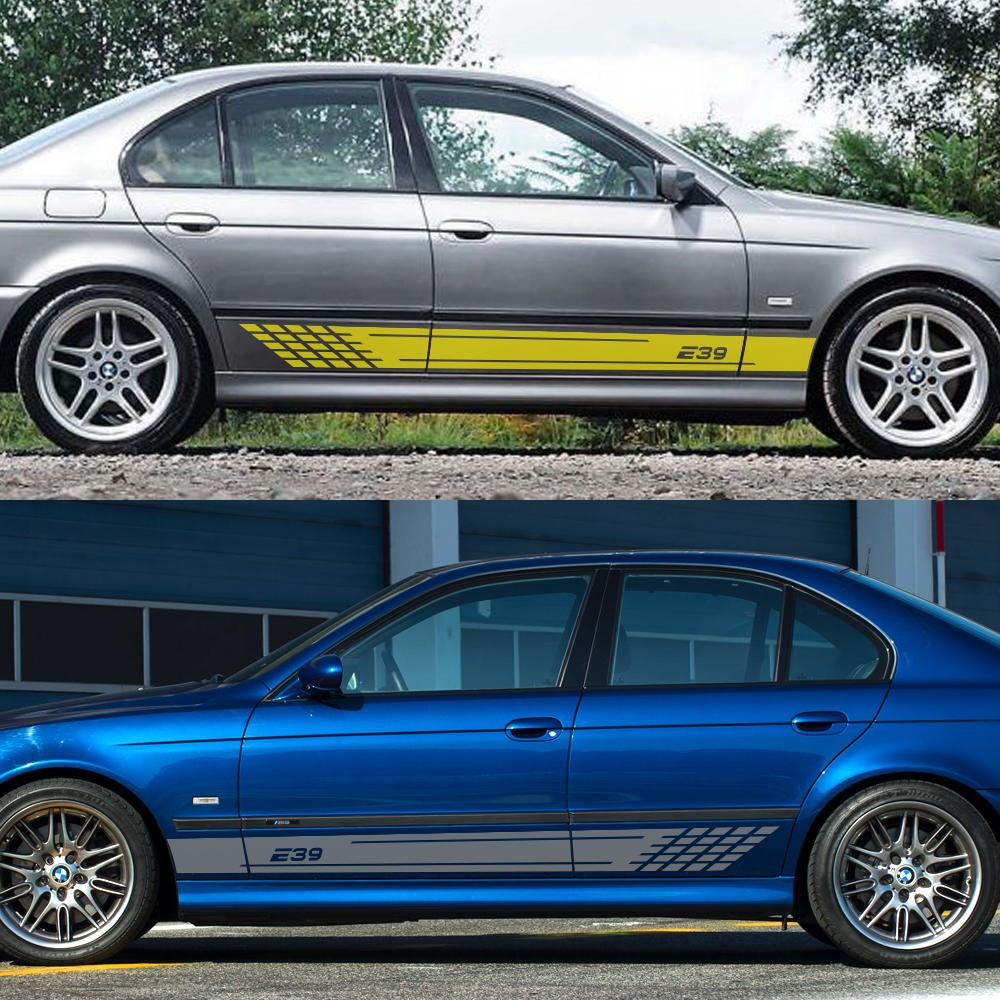 2PCS Car Door Side Skirt Stickers For BMW E39 Auto Accessories Body Trim Graphics Racing Sport Decoration Vinyl Film