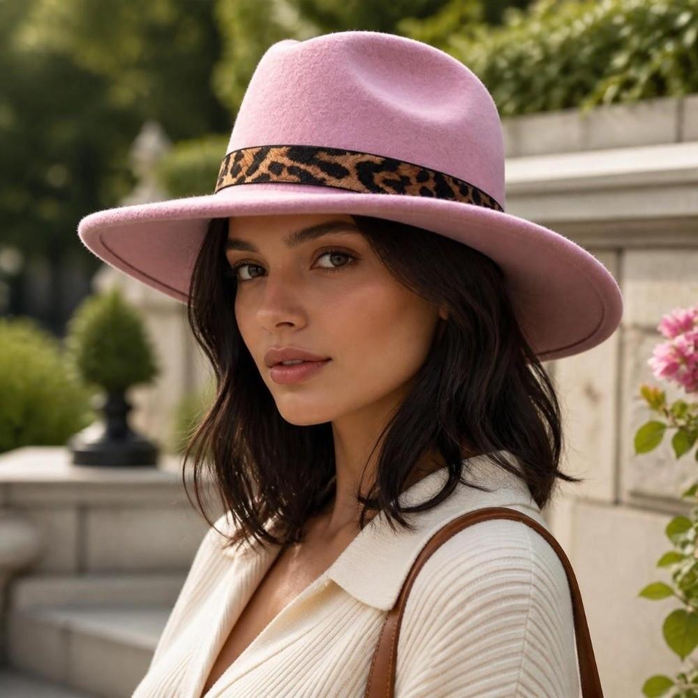 Leopard Hat Band Fedora Hat Felt Dress Hat New Western Cowboy Hat  Men Women