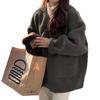 Khaki Lambswool Coat for Women: 2025 Autumn/Winter Korean Design