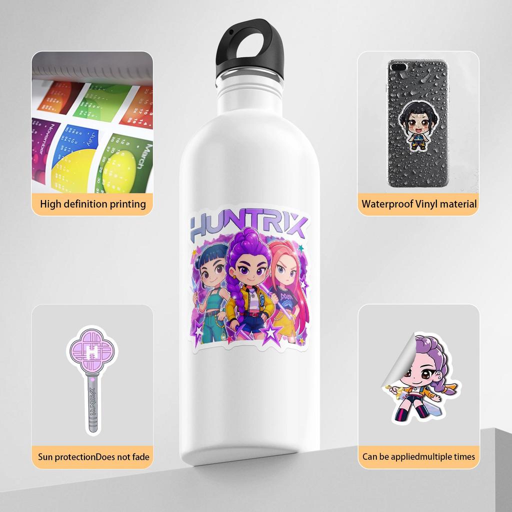 50-Pack Anime Demon Hunter Girl Stickers for Water Cups and Phones - Waterproof & Decorative Korean Graffiti Stickers