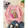 European sizes Kids' Crewneck Sweatshirt - Capybara Strawberry Milk Tea Duck , Sportswear And Casual Wear, Soft And Comfortable, Children's Clothing