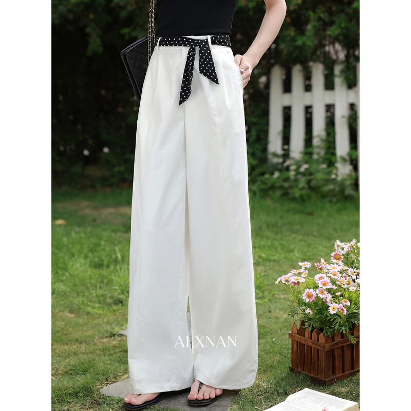 Women s Draped White Wide-Leg Casual Pants M