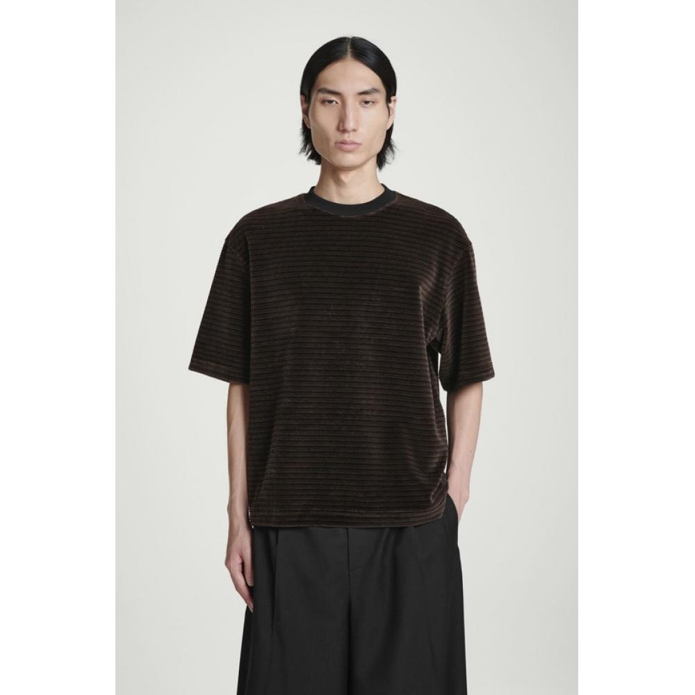 

Cos Japan Oversized STriped VelveT T shirT blackstripe/XS
