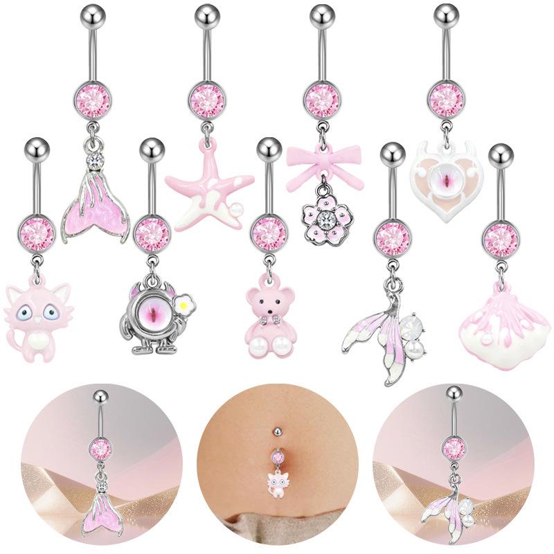 Gaibei Trendy European & American Cat Dolphin Navel Ring Jewelry