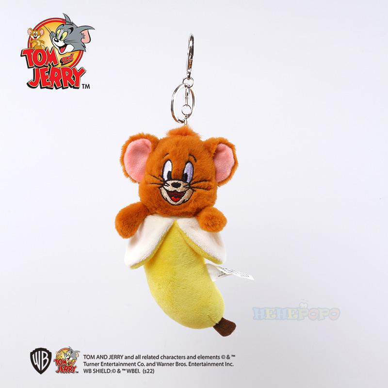 New Cute Tom and Jerry Cartoon Plush Keychain Soft Stuffed Toy Backpack Pendant Car Keys Funny Cute Squeak Keychain Accessories