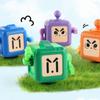 6-Side Stress Relief Cube Toy Multifunctional Anxiety Relief Cartoon Robot Sensory Cube with Spinning Arm Popping Button Joystick Toggle Switch