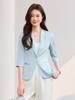 White Women's Casual Slim-Fit Blazer with Mid-Sleeves
