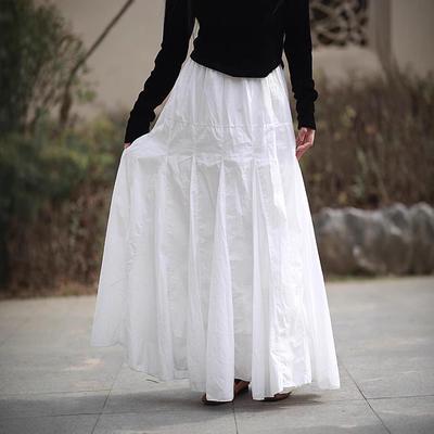 Spring/Summer Cotton Double-Layer Fishtail Midi Skirt - Cool Lotus Step Design, Available In 4 Colors
