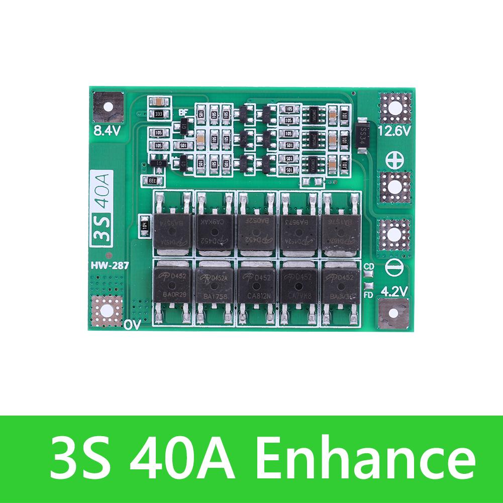 3S/4S 20A 40A 60A Li-ion Lithium Battery Charger Protection Board 18650 BMS Drill Motor 11.1V 12.6V/14.8V 16.8V Enhance/Balance