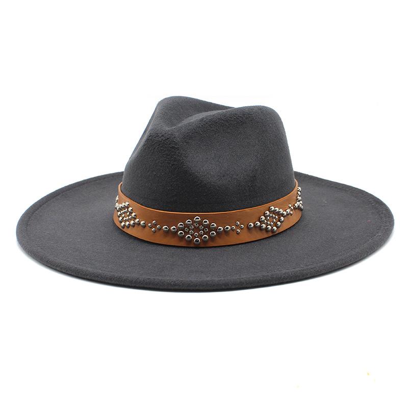 2022 Fedora Hat for Women Retro Wool Felt Jazz Hat 9.5CM Wide Brim Church Wedding Hat Street Fashion Black Dress Cap