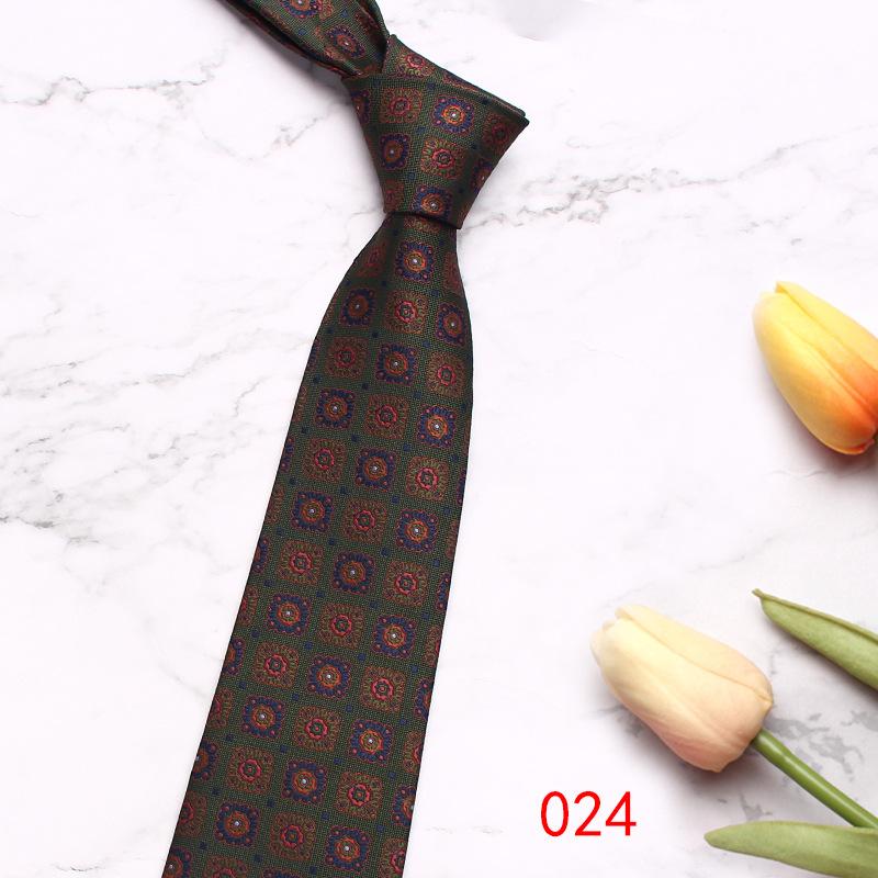 Green Series Business Tie Men'S Retro Striped Cashew Flower Polyester Silk Hand Tie