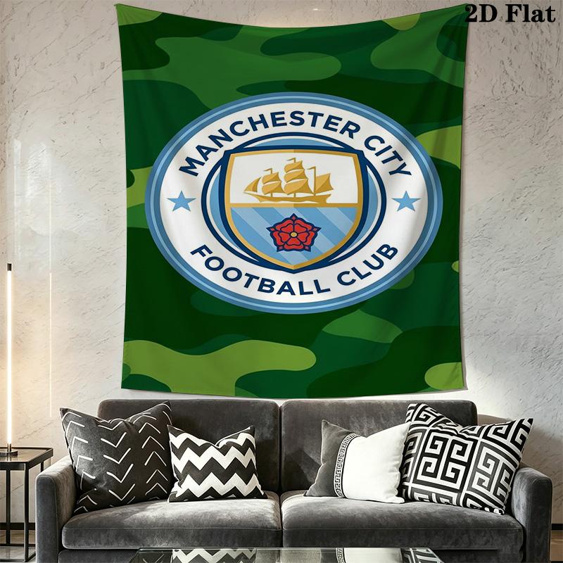 Manchester Football Club Logo Tapestry Fashion Print Background Cloth Background Wall Hanging Cloth Homestay Soft Decoration Tapestry Work Of Art