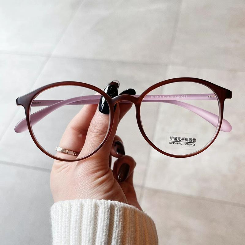 Blue Light Blocking Eyeglass Frame For Women Round Shape  Material Eyeglasses Frames Men Vintage Stylish Decorative Glass