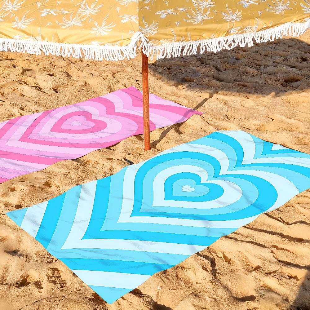 Heart Shaped Love Couple Towel Quick Drying Beach Towels Are Suitable For Swimming Pools Camping Yoga And The Gym