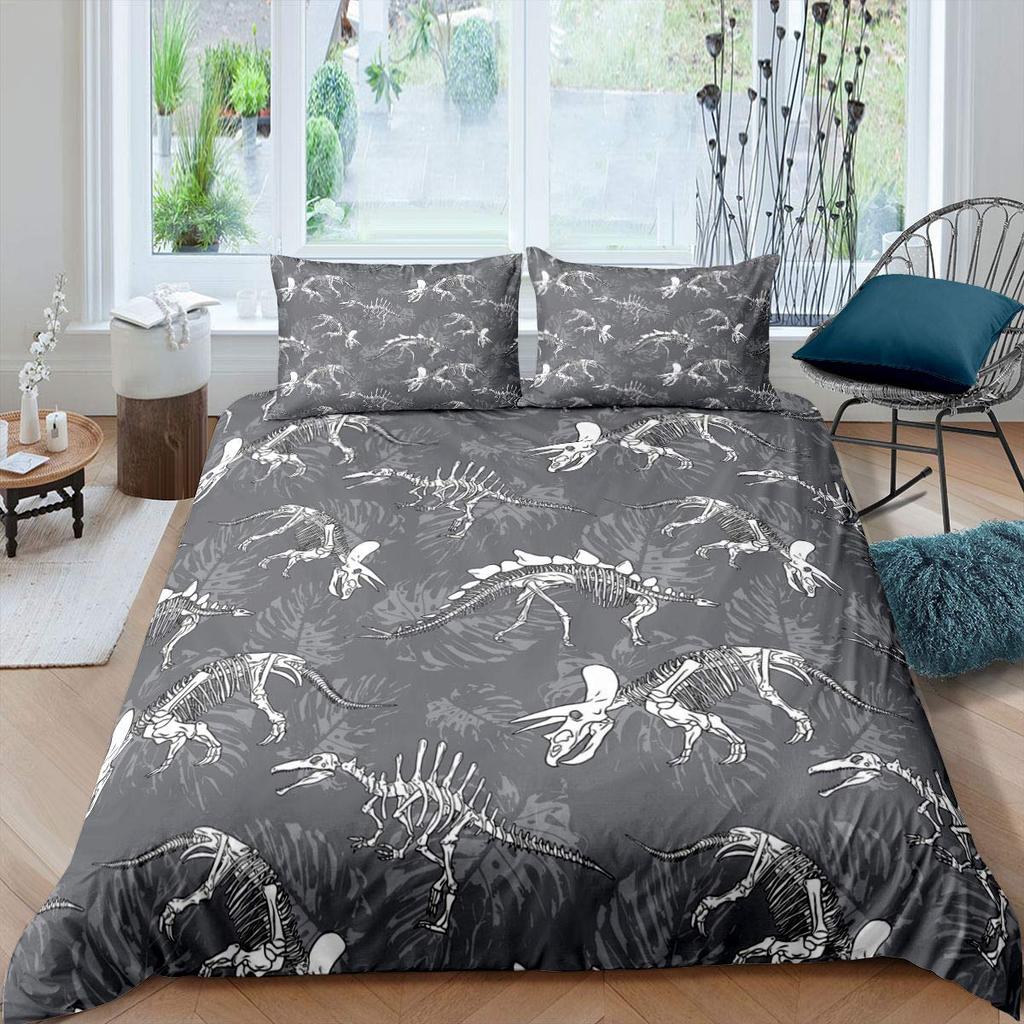 Dinosaur Duvet Cover Set Cartoon Cute Duvet Cover Boy Bedding Set Dino Comforter Cover Set Soft Dinosaur Animal Teen Bedroom Set