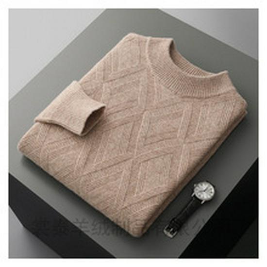 Men's Half-High Collar Solid Wool Sweater – Business Casual Knitted Pullover