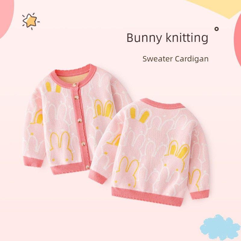 Children's Bunny Knitted Spring and Autumn Cardigan Sweater