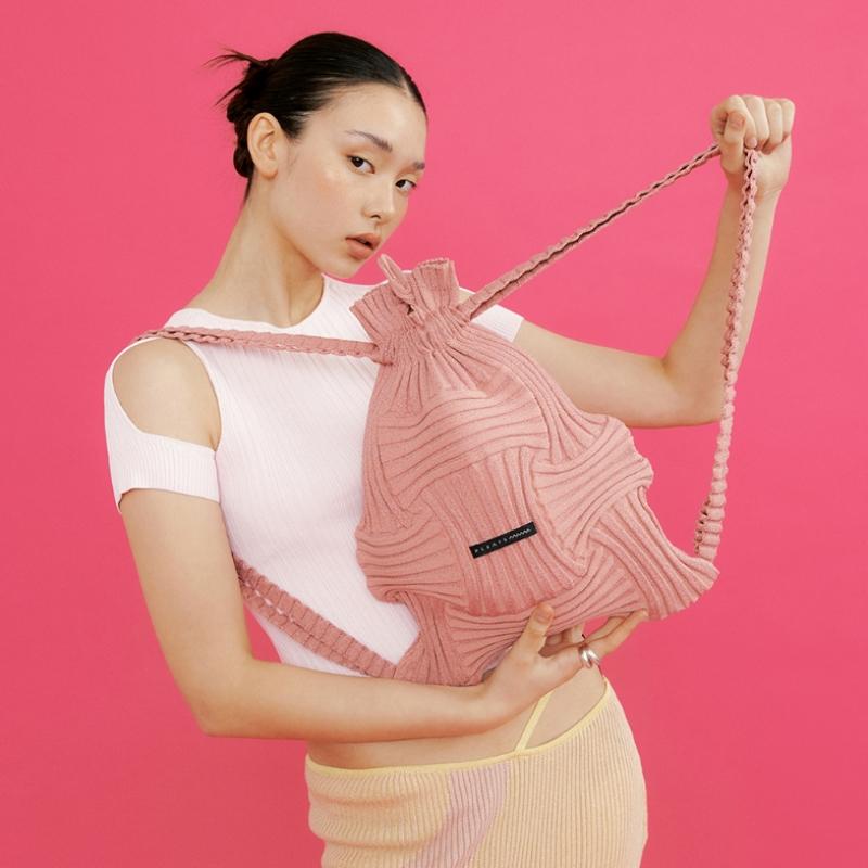 Pleatsmama Bow Backpack Glitter Rose Gold