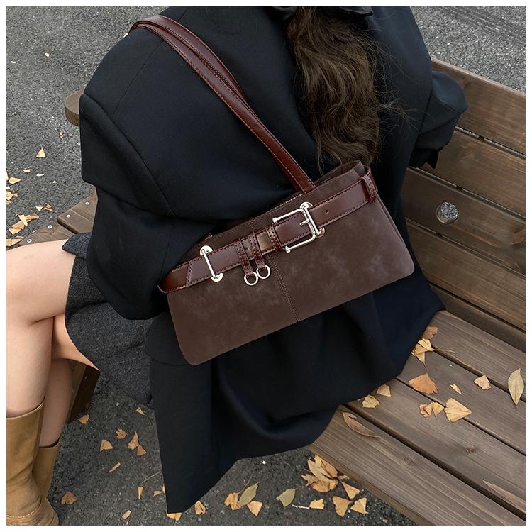 2025 Elegant Retro Suede Shoulder Bag: Women's Fashionable High-End Handbag for Autumn & Winter