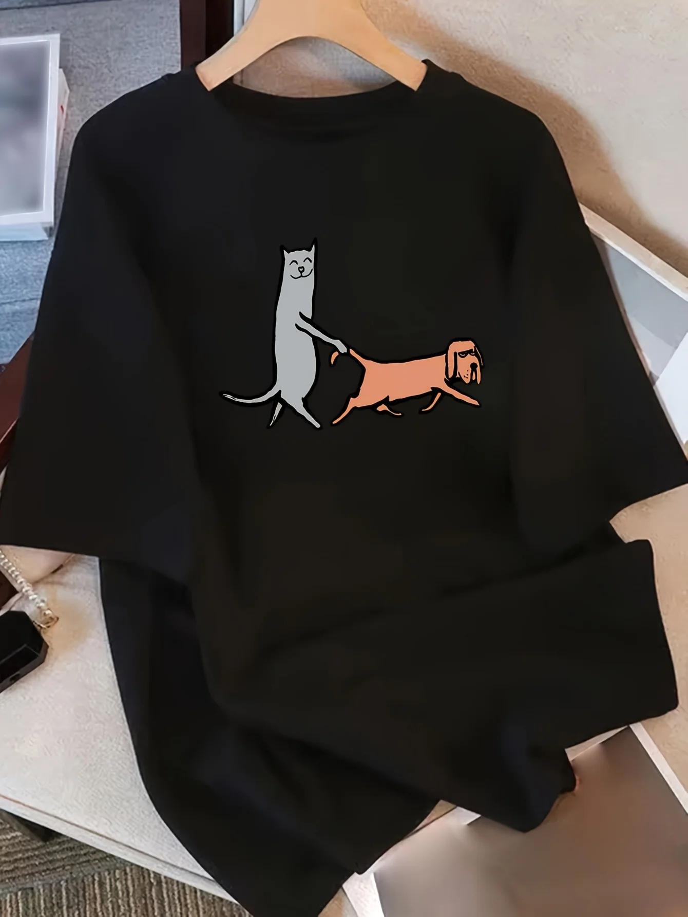 

Comfortable and washable cat T-shirt for all seasons Eveathable fabric relaxed fit comfortable fashion printed fabric for 4XL