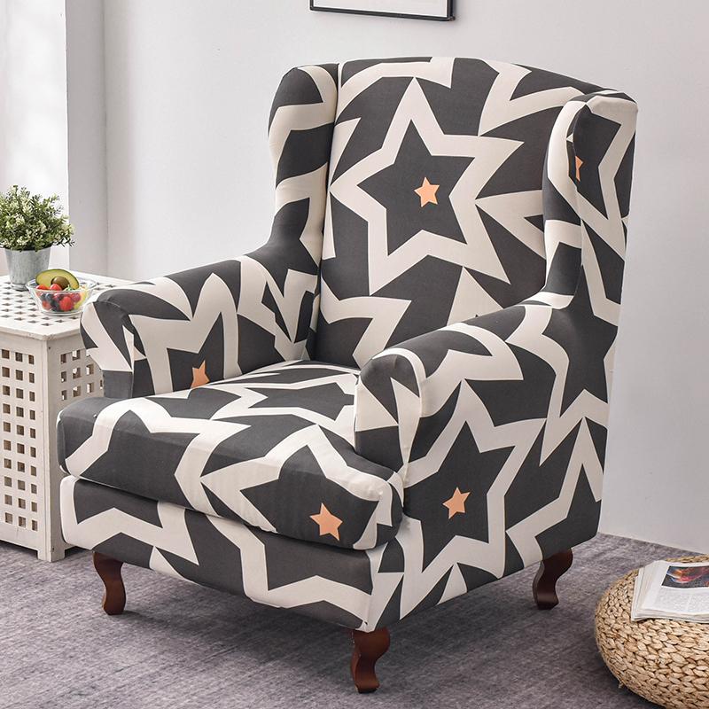 Wingback Chair Slipcover 2 Pieces/set Stretch Sofa Cover Armchair Cover Couch Furniture Protector Elastic Bottom for Living Room