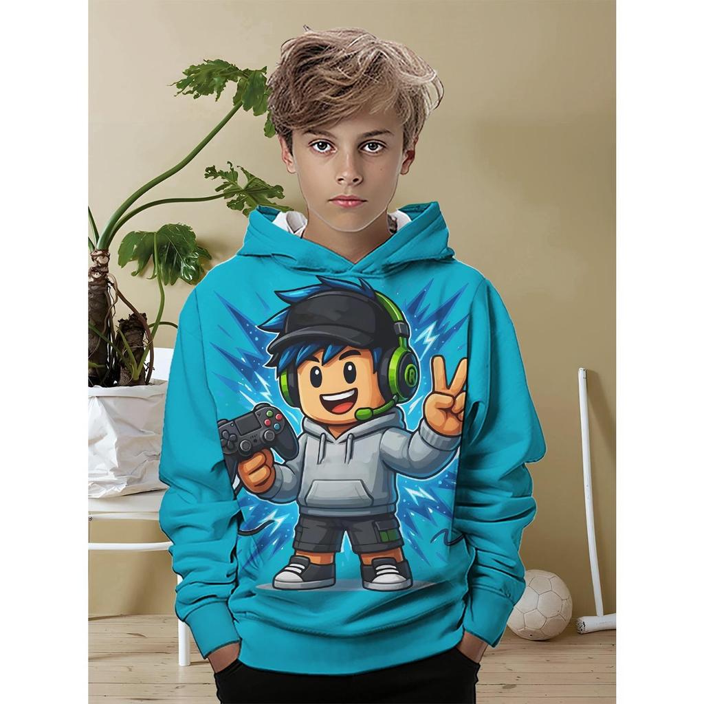 New Boys' and Girls' Hoodies with 3D Printed Patterns for Comfortable Autumn and Winter Long Sleeve Hoodies