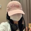 Chic Baseball Pink Cap For Women With Embroidered Letters Adjustable Cotton Summer Hat