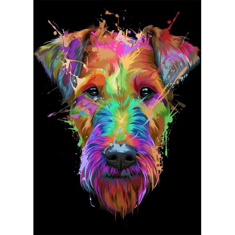 Abstract watercolor, French bulldog, pups, posters, canvas printing, colorful picture of a dog, wall painting for the living room, quadros