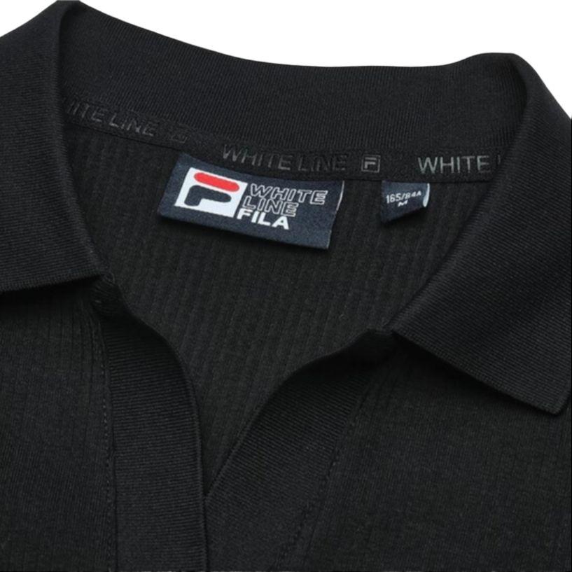 Fila Heritage Logo Print Soft Comfortable Casual Fashion Slim Fit Polo Dress Women Dresses Black F11W428317F-BK