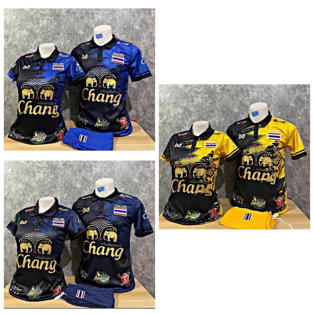THAILAND National Football Soccer Vintage Polo Shirt Sport Training JERSEY CHEER Print Quick Dry Short Sleeve Uniform Elephant Logo Polyester Spandex