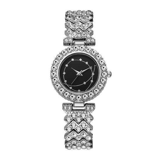 

Luxury Women Bracelet Watch Round Dial Quartz Analog Watch Sparkling Rhinestone Elegant Wristwatch for Daily Wear Party Office серебряный