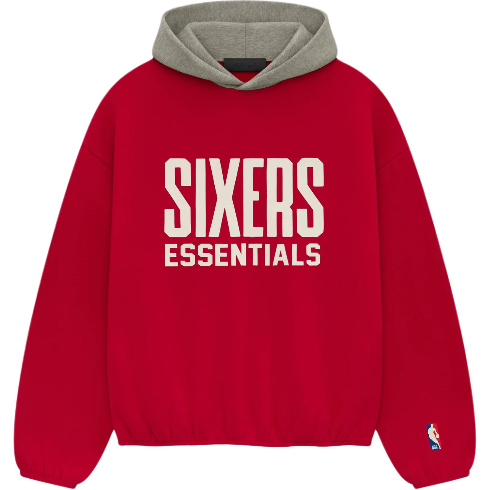 Fear of God Essentials x NBA Philadelphia 76ers Hoodie Red Grey Мужские топы 192AL246600F M
