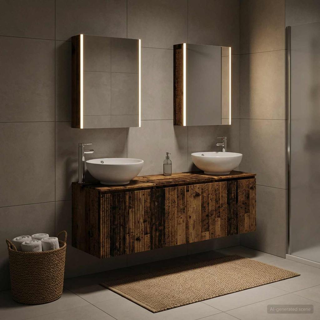 Bathroom Cabinet Set 5 pcs Reclaimed Wood Effect Particleboard