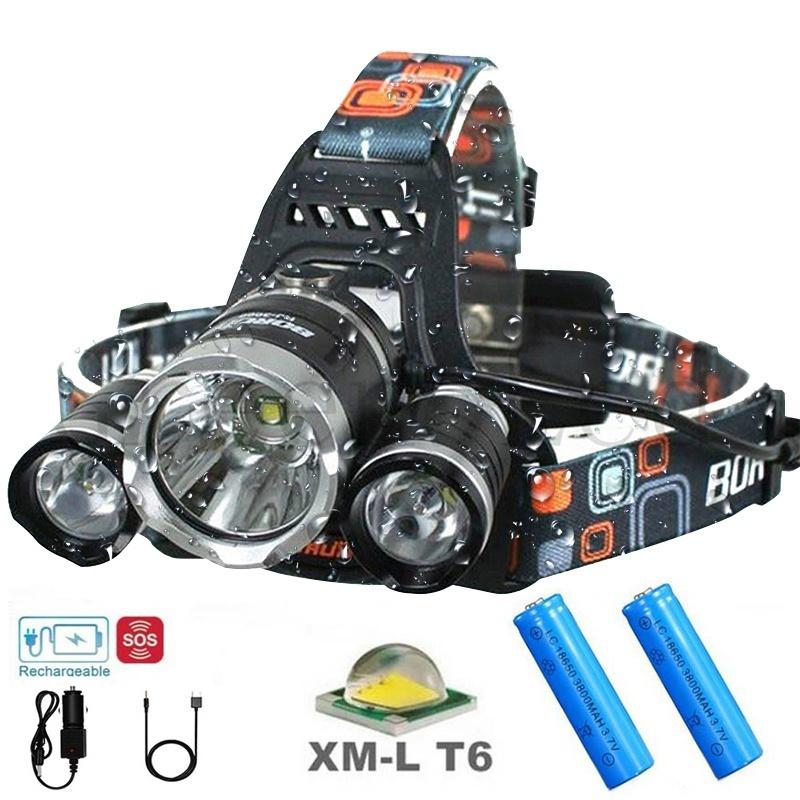 New Upgraded Super Bright LED Headlamp Headlight Battery Powered Helmet Light,Charging Equipment and Batteries Included Best Headlight