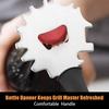 Stainless Steel Grill Cleaning Scraper with Handle for BBQ Grill Gap Cleaning and Built-In Bottle Opener Tool