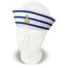 Fashion Sailor Hat with White&Blue Stripe Navy Hat with Anchor Print Cosplay Hat