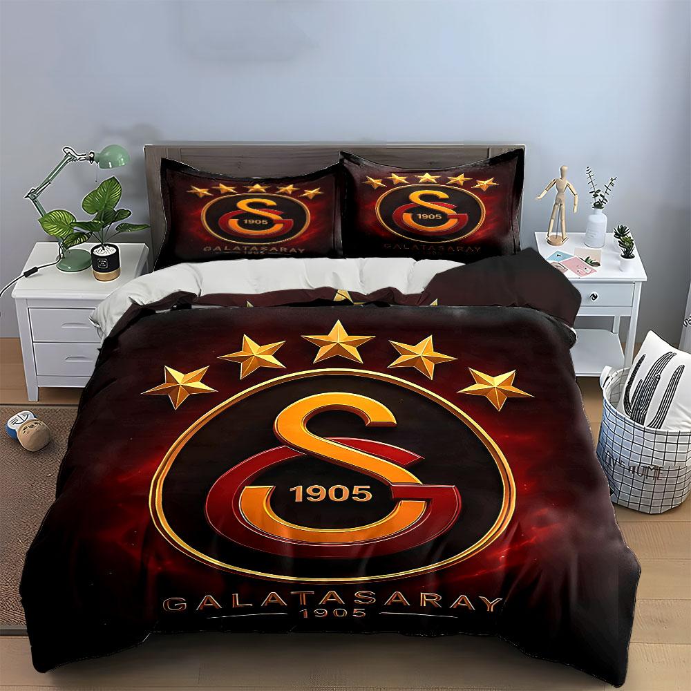 "Set Lenzuola con Logo Galatasaray" Set Copripiumino Biancheria da Letto Copripiumino Federe (1 * Copripiumino 2 * Federe, senza piumino)