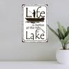 Funny Fishing Signs Life Is Better At The Lake Vintage Metal Fish Painting Art Printing Poster Wall Decor for Home Kitchen Bar Cafe Pub 12x8 Inch