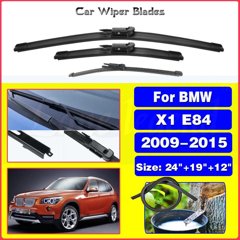 Wiper Front Rear Wiper Blades Set For BMW X1 E84 2009-2015 2010 2011 2012 2013 Windshield Windscreen Front Rear Window 24 19 12 Front Rear 3pcs