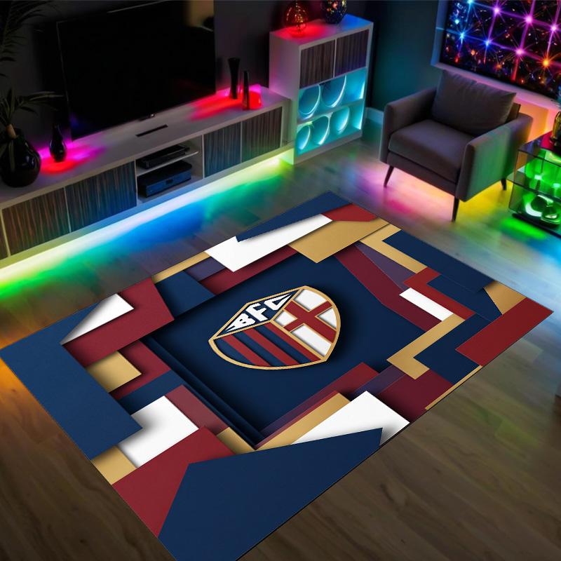 Bologna FC Design Crystal Velvet Carpet Cozy Non?Slip Printed Rug For Bedroom Living Room Entrance