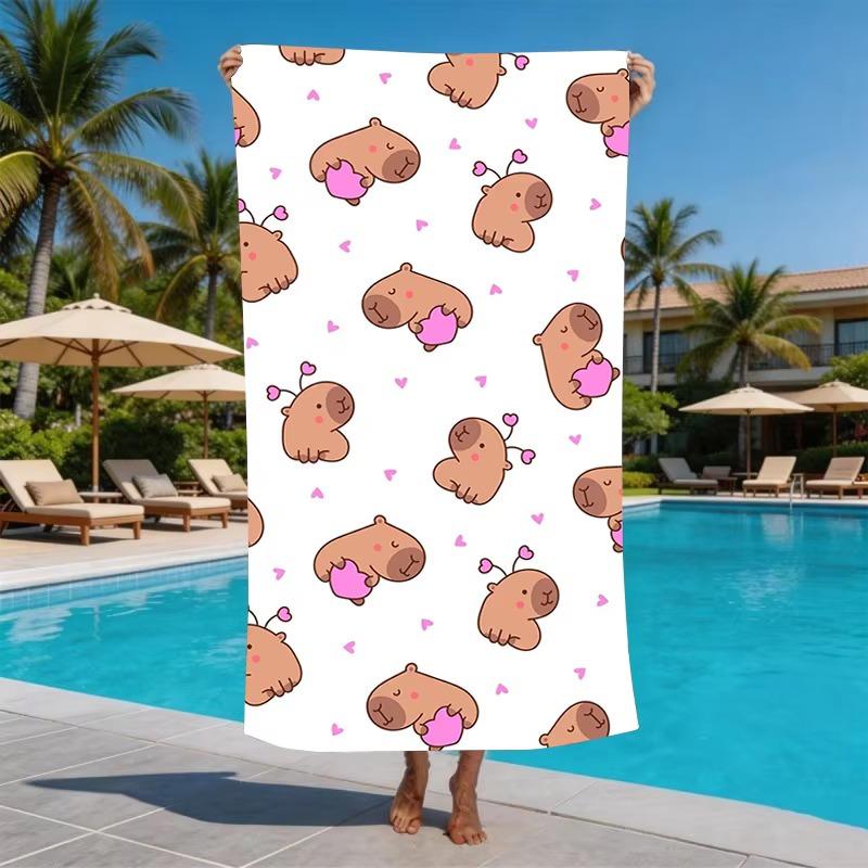 Cute Kawaii Capybara Multiple Sizes Microfiber Beach Towel Sand Free Quick Dry Super Absorbent Pool Towels Swim Blanket