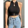 Women Sexy Tank Tops Chic Y2K Tops Halter Off Shoulder Tops Crop Tops Elastic Solid Tank Tops for Women Summer 2025