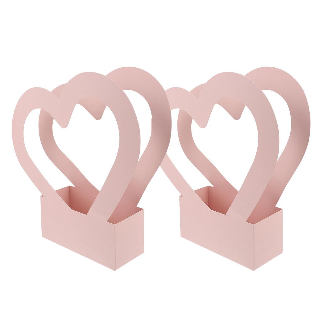 2Pcs Creative Flower Packing Box Solid Color Paper Storage Case for Fresh Flowers Portable Hand-Carry Gift Wrap for Loved Ones