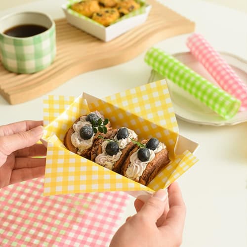 100 Blatt lebensmittelechte Wachspapierblätter, Tempura-Papier, fettabweisendes Papier zum Frittieren, Korbeinlagen, Picknickpapier, fettabweisende Deli-Verpackung, M