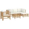 VidaXL Garden Lounge Set 6 Pcs with Cream White Cushions Bamboo 3155179